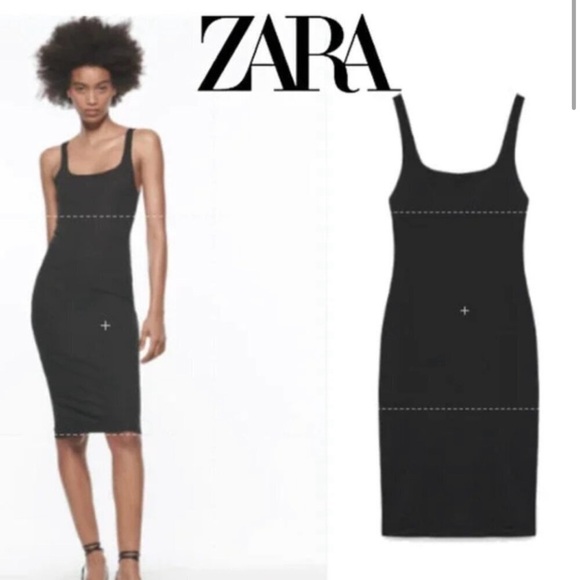 Zara Tank Dress Women Black Knit Round Neck Bodycon Sleeveless Sexy - Picture 15 of 15